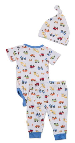 Thumbnail 2: MILKBERRY Baby Boys 3 Pc Bamboo Fiber Pants Set with Hat 