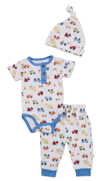 Thumbnail 1: MILKBERRY Baby Boys 3 Pc Bamboo Fiber Pants Set with Hat 