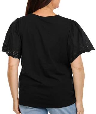 Thumbnail 2: Zac & Rachel Women's Plus Eyelet Sleeve Top 