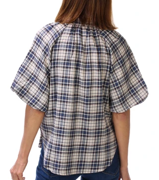 Thumbnail 3: MAX STUDIO Women's Short Bubble Sleeve Plaid Top 