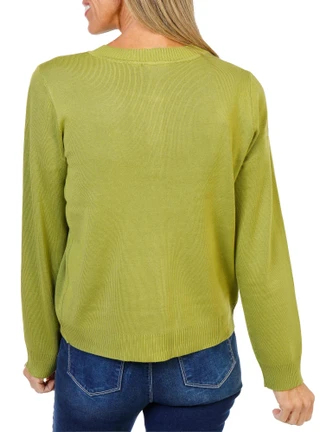 Thumbnail 2: Cyrus Women's Solid Long Sleeve Crew Neck Cardigan 