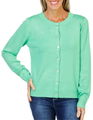 Thumbnail 1: Cyrus Women's Solid Long Sleeve Crew Neck Cardigan 