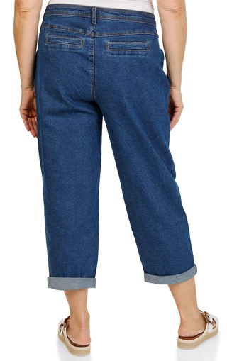 Thumbnail 2: Kate Park Women's Petite Relaxed Fit Cuffed Capri Jeans 
