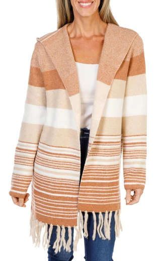 Thumbnail 1: BB Dakota Women's Hooded Fringed Open Cardigan 