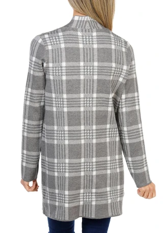 Thumbnail 2: BB Dakota Women's Plaid Jacquard 2 Pocket Open Cardigan 