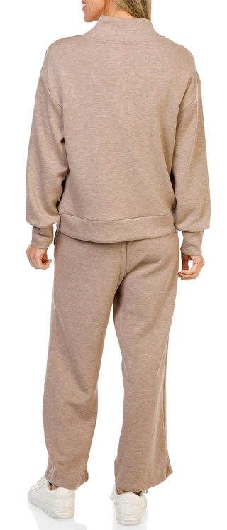 Thumbnail 2: Chelsea & Theodore Women's 2 Pc 1/4 Zip Wide Leg Pants Set with Pockets 