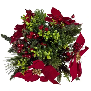 Thumbnail 3: Magical Season Red Poinsettia Christmas Arrangement in Harlequin Vase 
