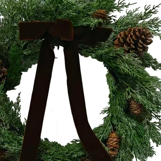 Thumbnail 2: Magical Season 24 In Brown Bow Rustic Christmas Wreath 