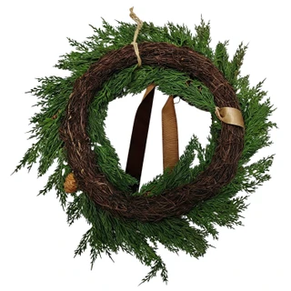 Thumbnail 3: Magical Season 24 In Brown Bow Rustic Christmas Wreath 