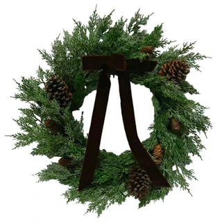 Thumbnail 1: Magical Season 24 In Brown Bow Rustic Christmas Wreath 