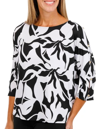 Thumbnail 1: ZAC AND RACHEL Women's 3Q Cold Shoulder Top 