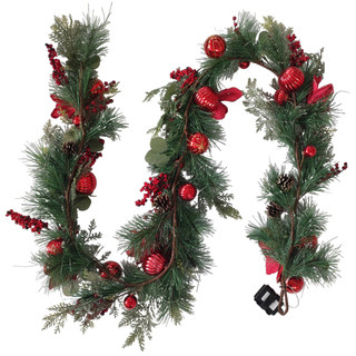 Thumbnail 2: Magical Season 9 Ft Red Magnolia & Pinecone Christmas Garland 