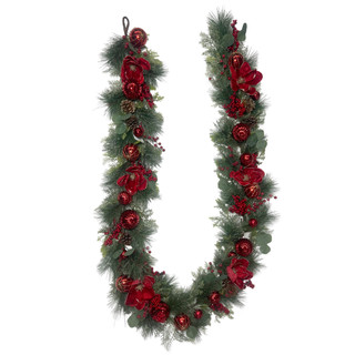 Thumbnail 4: Magical Season 9 Ft Red Magnolia & Pinecone Christmas Garland 