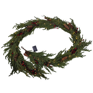 Thumbnail 1: Magical Season 9 Ft Pre Lit Pinecone & Red Berries Christmas Garland 