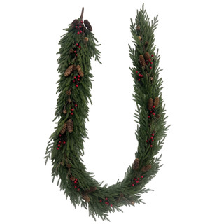 Thumbnail 4: Magical Season 9 Ft Pre Lit Pinecone & Red Berries Christmas Garland 