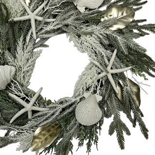 Thumbnail 3: Magical Season 22 In White Coastal Starfish Christmas Wreath 
