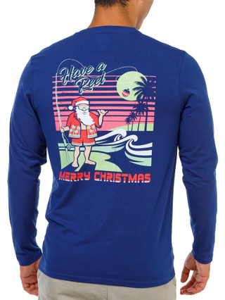 Thumbnail 1: REEL LEGENDS Men's Long Sleeve Christmas Holiday Sunset Graphic Tee 