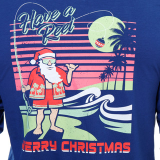 Thumbnail 2: REEL LEGENDS Men's Long Sleeve Christmas Holiday Sunset Graphic Tee 