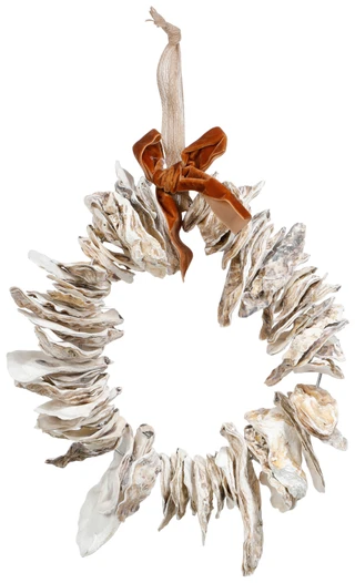 Thumbnail 1: Brighten the Season 12 In Coastal Oyster Shell Christmas Wreath 