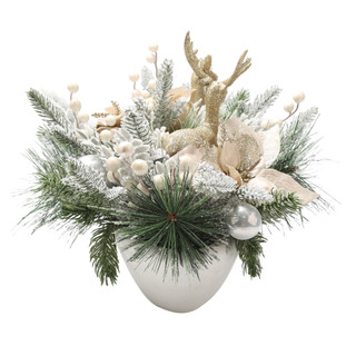 Thumbnail 2: Magical Season 16 In Frosted Woodland Deer Centerpiece 