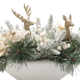 Thumbnail 4: Magical Season 16 In Frosted Woodland Deer Centerpiece 