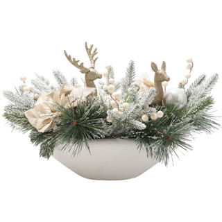 Thumbnail 1: Magical Season 16 In Frosted Woodland Deer Centerpiece 
