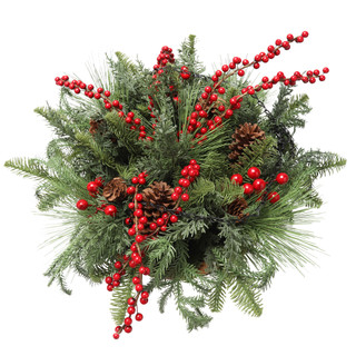 Thumbnail 3: Magical Season 22 In Christmas Berries & Pinecones Hanging Basket 