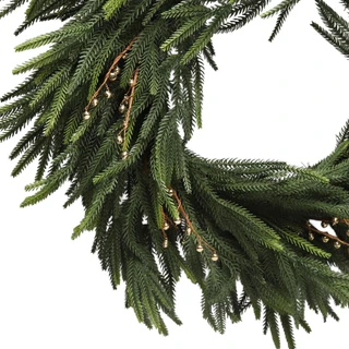 Thumbnail 3: Magical Season Norfolk Pine Christmas Wreath with Mini Jingle Bells 