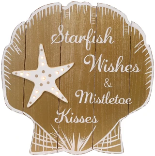 Thumbnail 1: Magical Season 19x19 LED Coastal Christmas Clam Shell w/ Starfish Decor 