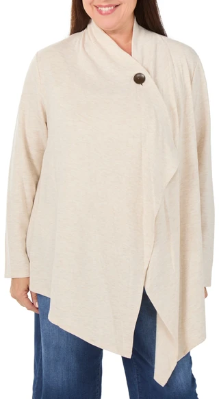 Thumbnail 1: BOBEAU Women's Plus Long Sleeve One Button Cardigan  