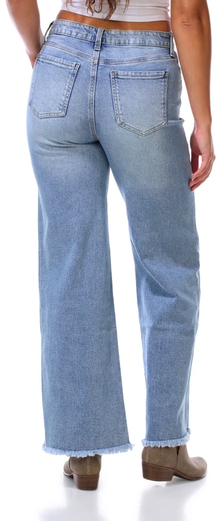 Thumbnail 2: BCBGeneration Juniors High Rise Wide Leg Fray Hem Jeans 