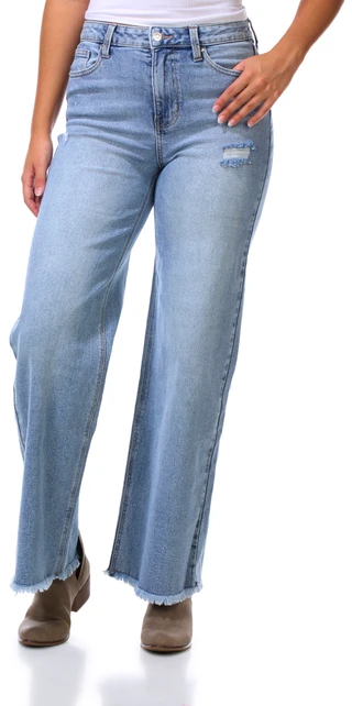 Thumbnail 1: BCBGeneration Juniors High Rise Wide Leg Fray Hem Jeans 