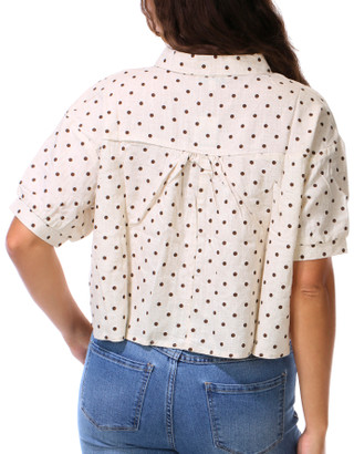Thumbnail 2: HYFVE Juniors Short Sleeve Collared Button Front Top 