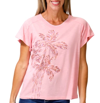 Thumbnail 1: Democracy Petite Short Sleeve Embroidered Knit Tee 