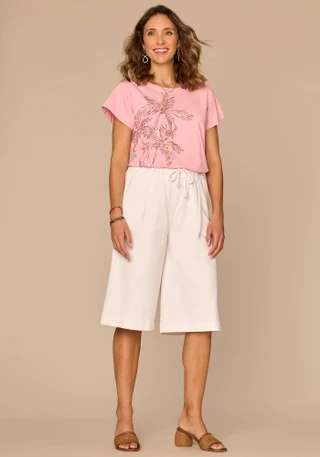 Thumbnail 4: Democracy Petite Short Sleeve Embroidered Knit Tee 