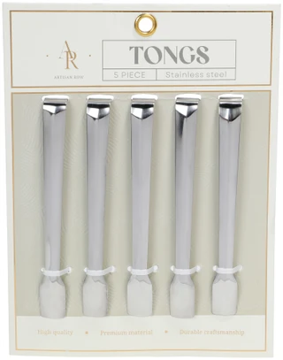 Thumbnail 1: ARTISAN ROW 5 Pk Stainless Steel Silver Tongs 