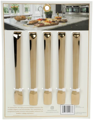 Thumbnail 2: ARTISAN ROW 5 Pk Stainless Steel Gold Tongs 