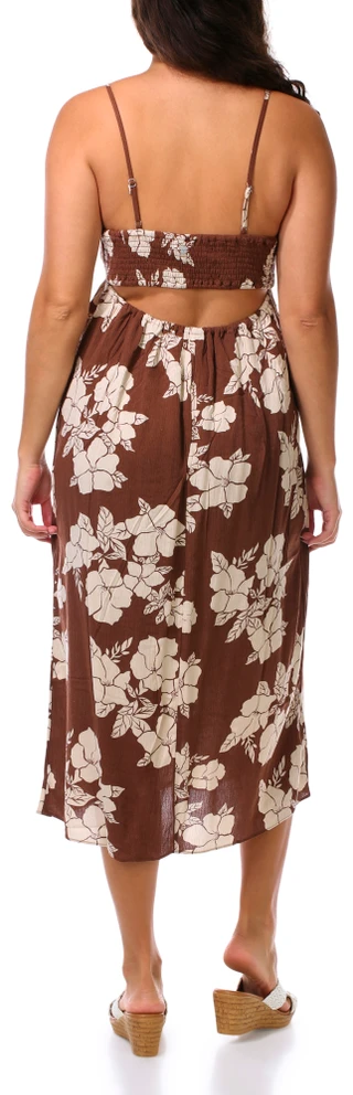 Thumbnail 3: ROXY Juniors Sleeveless Halter Hibiscus Maxi Dress 