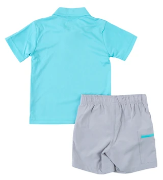 Thumbnail 3: Body Glove Toddler Boys' 2-Piece Short Sleeve Polo & Stretch Shorts Set 