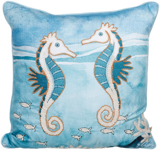 Thumbnail 1: MG MONOGRAM 20x20 Oceanic Twin Seahorse Decorative Pillow 