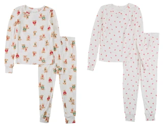 Thumbnail 1: Laura Ashley 4 Pc Girls Long Sleeve Christmas Pajamas Pant Sets  