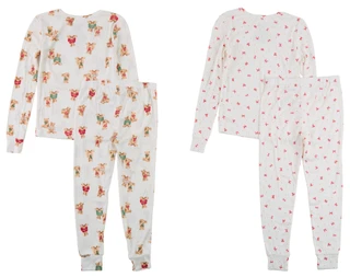 Thumbnail 2: Laura Ashley 4 Pc Girls Long Sleeve Christmas Pajamas Pant Sets  