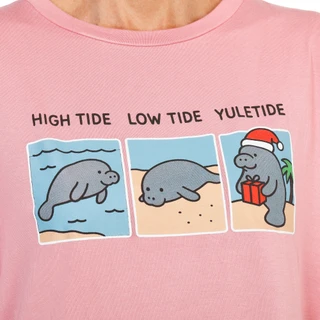 Thumbnail 2: Chubby Mermaids Women's Christmas Manatee Graphic Tee  
