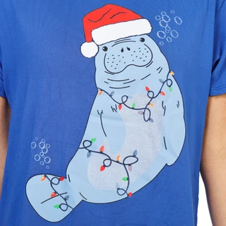 Thumbnail 2: Chubby Mermaids Women's Christmas Manatee Graphic Tee  