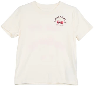 Thumbnail 1: Abercrombie & Fitch Girls' Cherry Graphic Short Sleeve T-Shirt - Jet Stream 