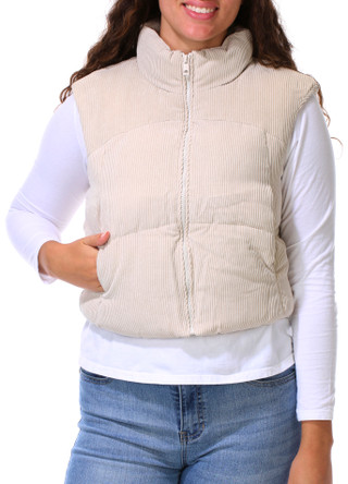 Thumbnail 1: Cisono Juniors Sleeveless Corduroy Plaid Lined Vest   