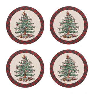 Thumbnail 1: Spode 4 Pk Christmas Tree Tartan Round Placemats 