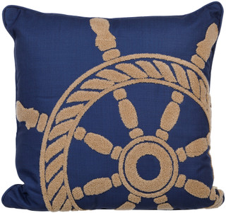 Thumbnail 1: MG MONOGRAM 20x20 Nautical Ship Wheel Throw Pillow 