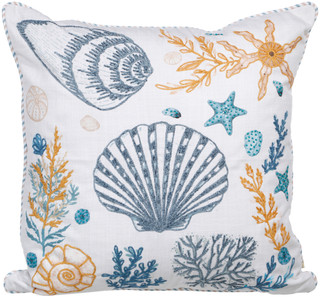 Thumbnail 1: MG MONOGRAM 20x20 Nautical Seashell Embroidered Decorative Pillow 