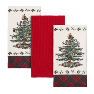 Thumbnail 1: Spode 3 Pk Christmas Tree Tartan Kitchen Towels 